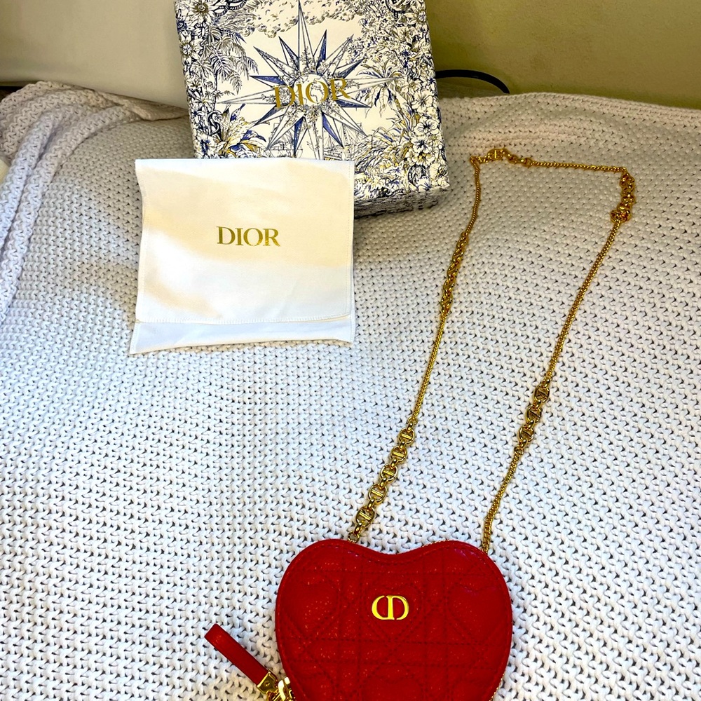 Dior Caro Heart Pouch with Chain